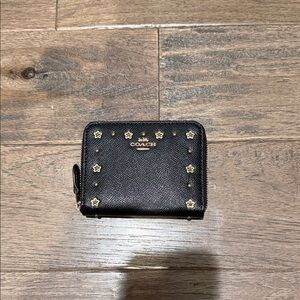 Coach Black Wallet with Gold Star Accents